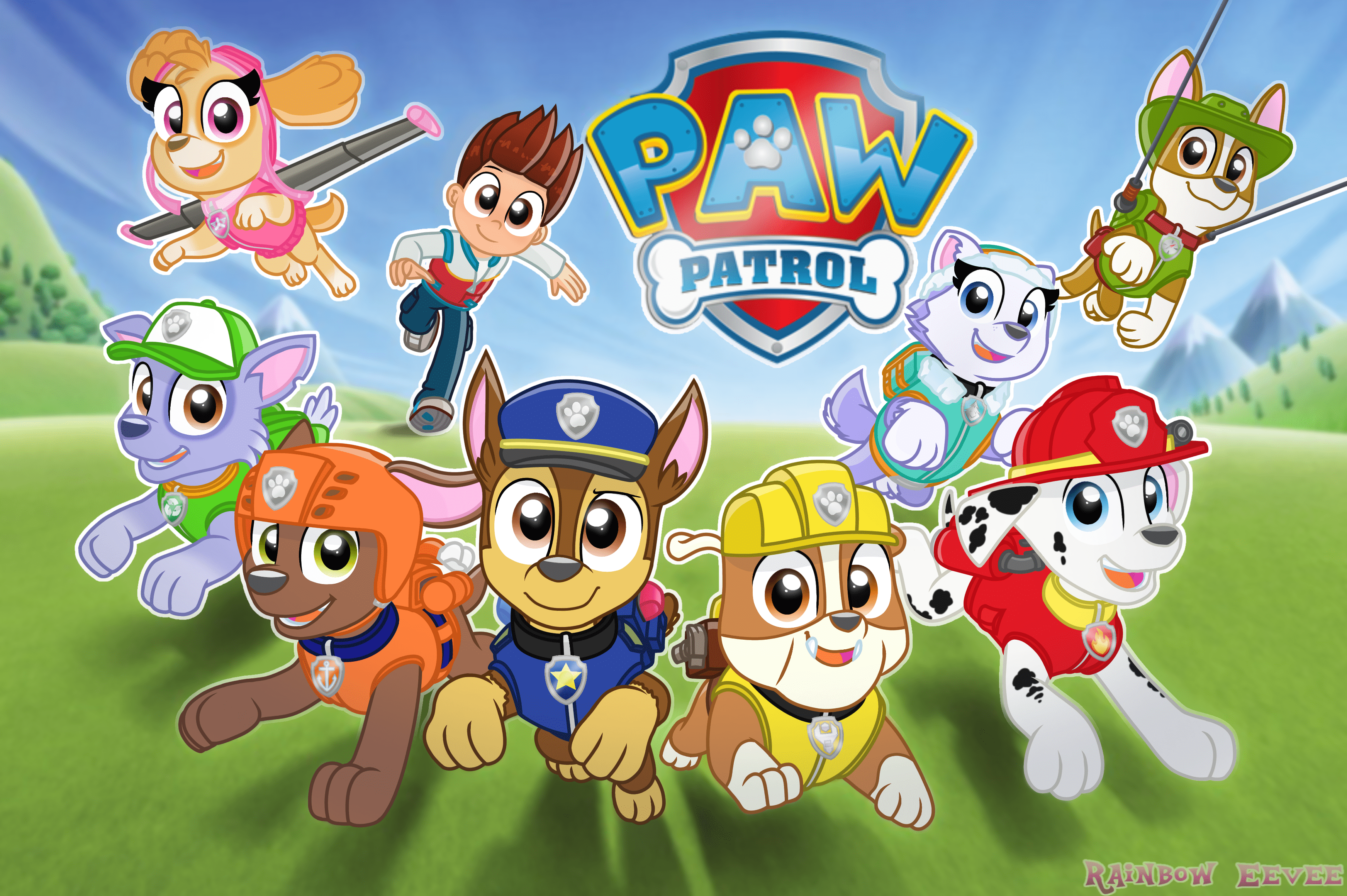 3488x2321 PAW Patrol Rainbow Eevee Wallpaper Poster by RainbowEeveeDE on Newgrounds