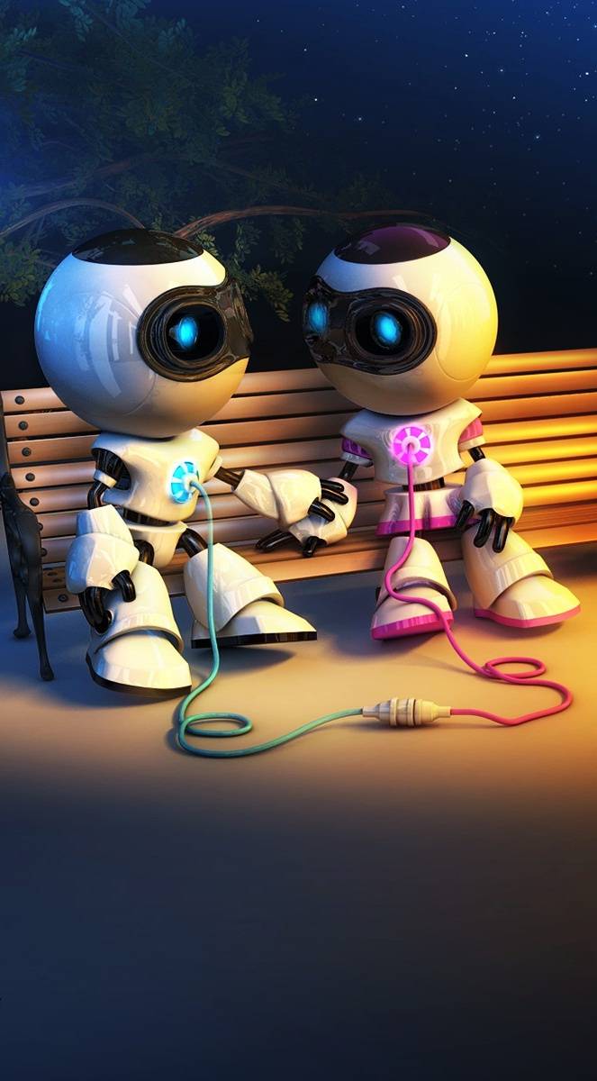 663x1200 Robot Love wallpaper