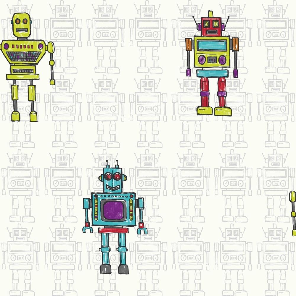 1000x1000 Arthouse Opera Retro Robots Wallpaper Multicoloured from I Love Wallpaper UK
