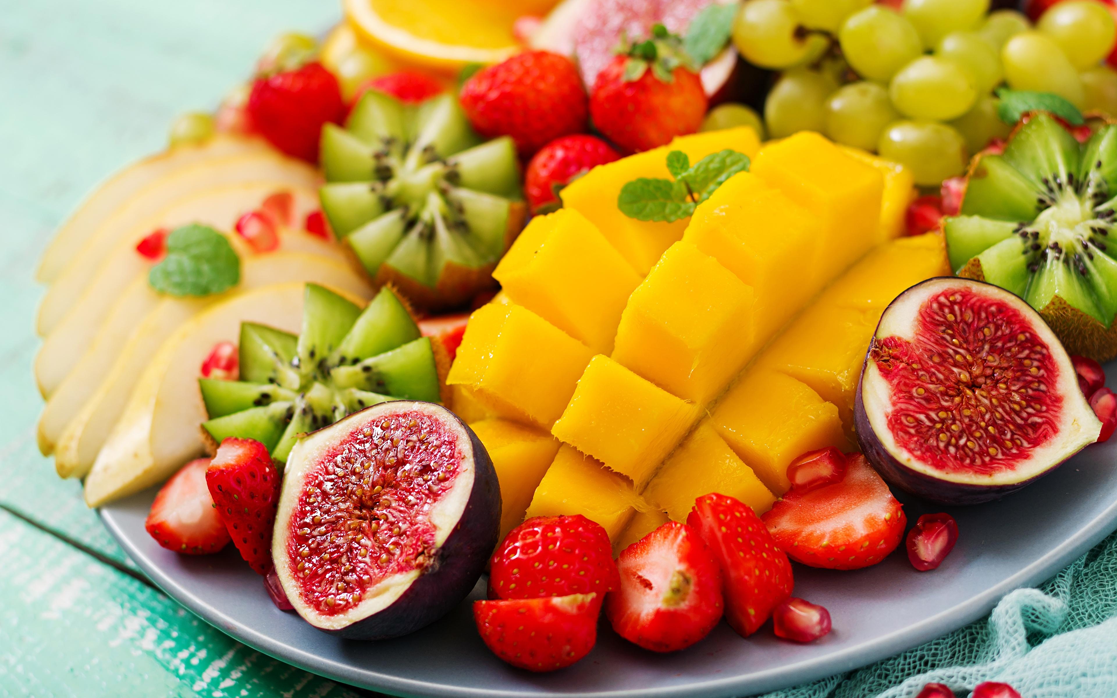 3840x2400 image Mango Common fig Kiwi Food Fruit 3840x2400