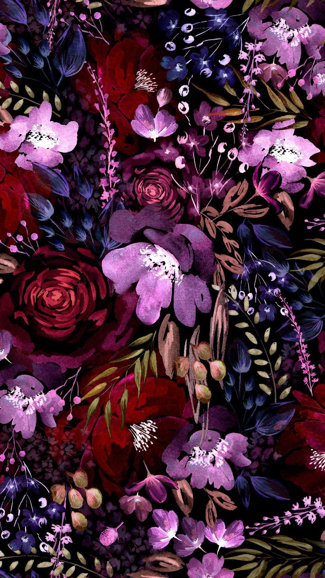1080x1920 Dark Floral Chaos Wallpaper. Floral wallpaper iphone, Flower iphone wallpaper, Vintage floral background