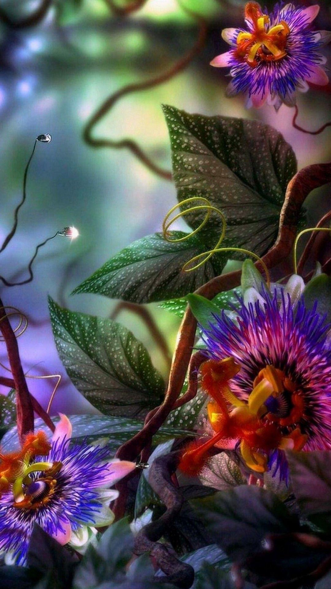 1080x1920 3D Flower Mobile Wallpaper