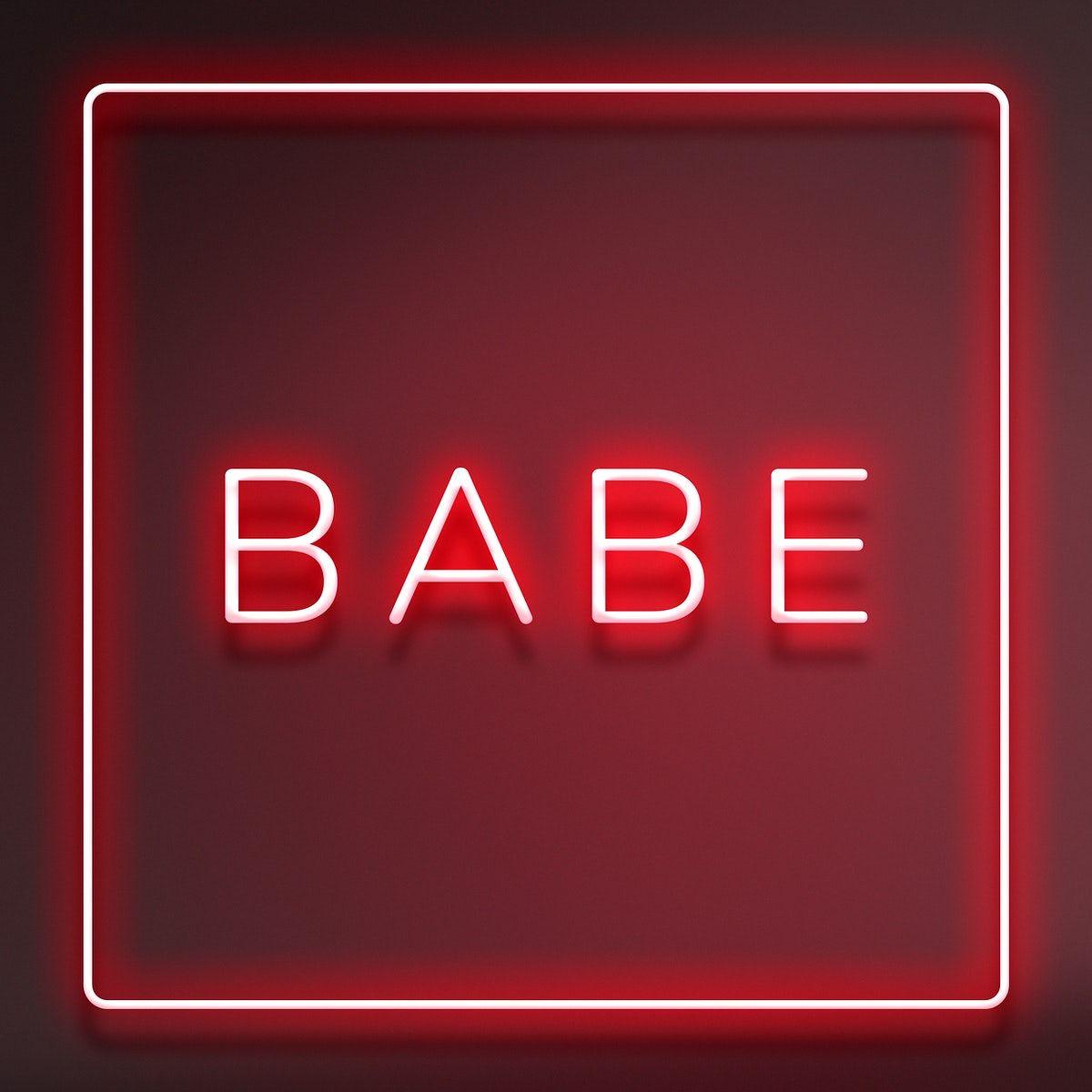 1200x1200 Glowing neon BABE typography on a dark red background. free image by rawpixel.com. Wallpaper iphone neon, Neon, Neon art print