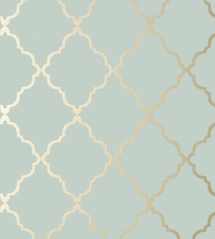 900x1000 Klein Trellis Gold on Aqua wallpaper