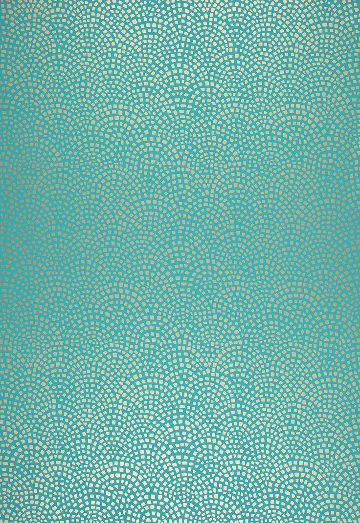 736x1071 Aqua and Gold Wallpaper
