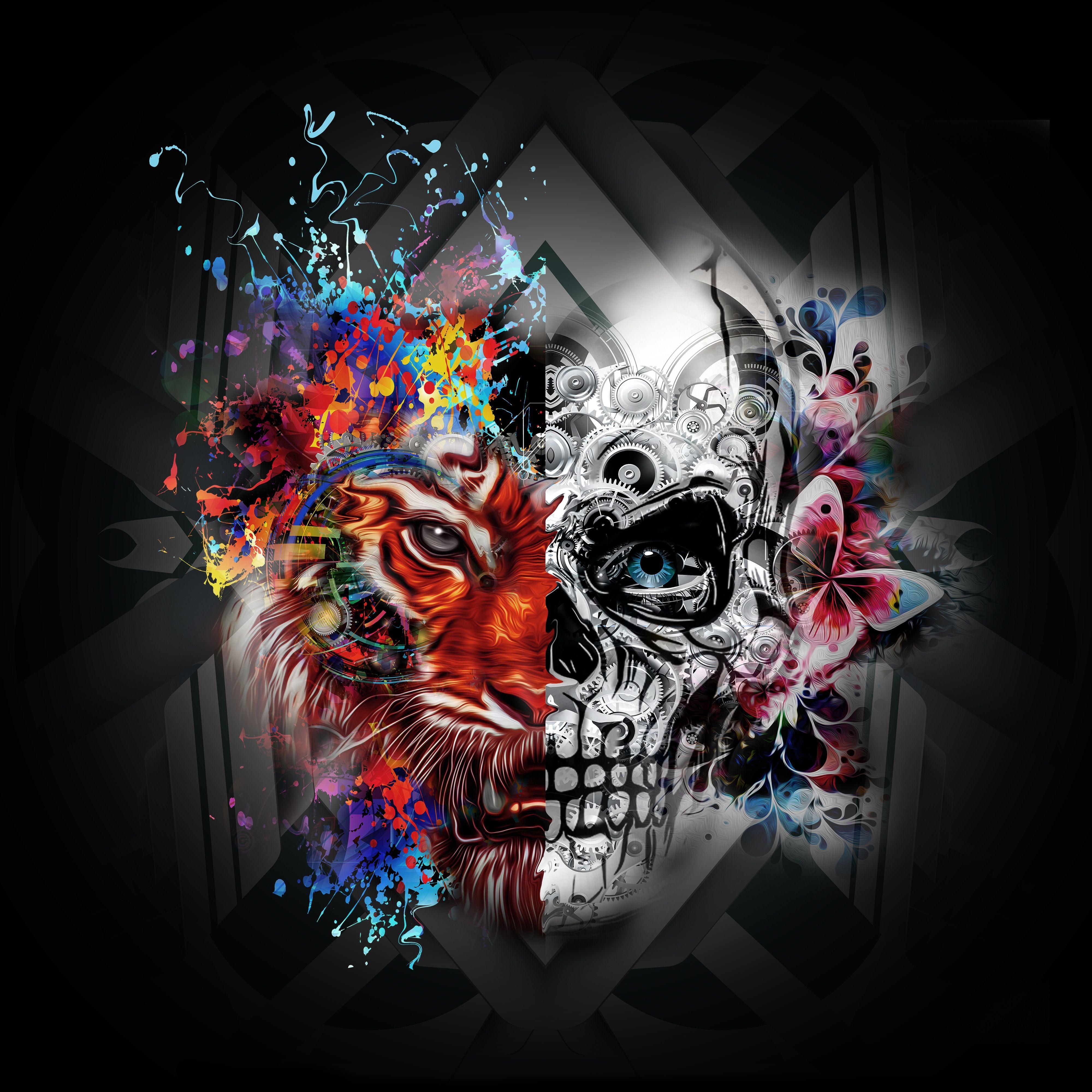 4000x4000 Download Cool Wallpaper Background In 4k, 8k HD Quality Diamond Painting Skull