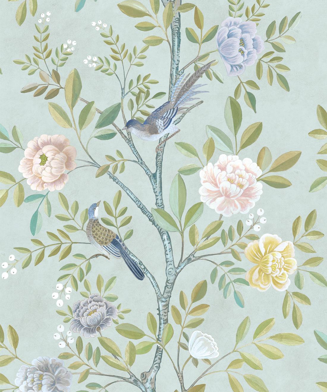 1100x1320 Chinoiserie Wallpaper • Robust Florals & Playful Birds USA