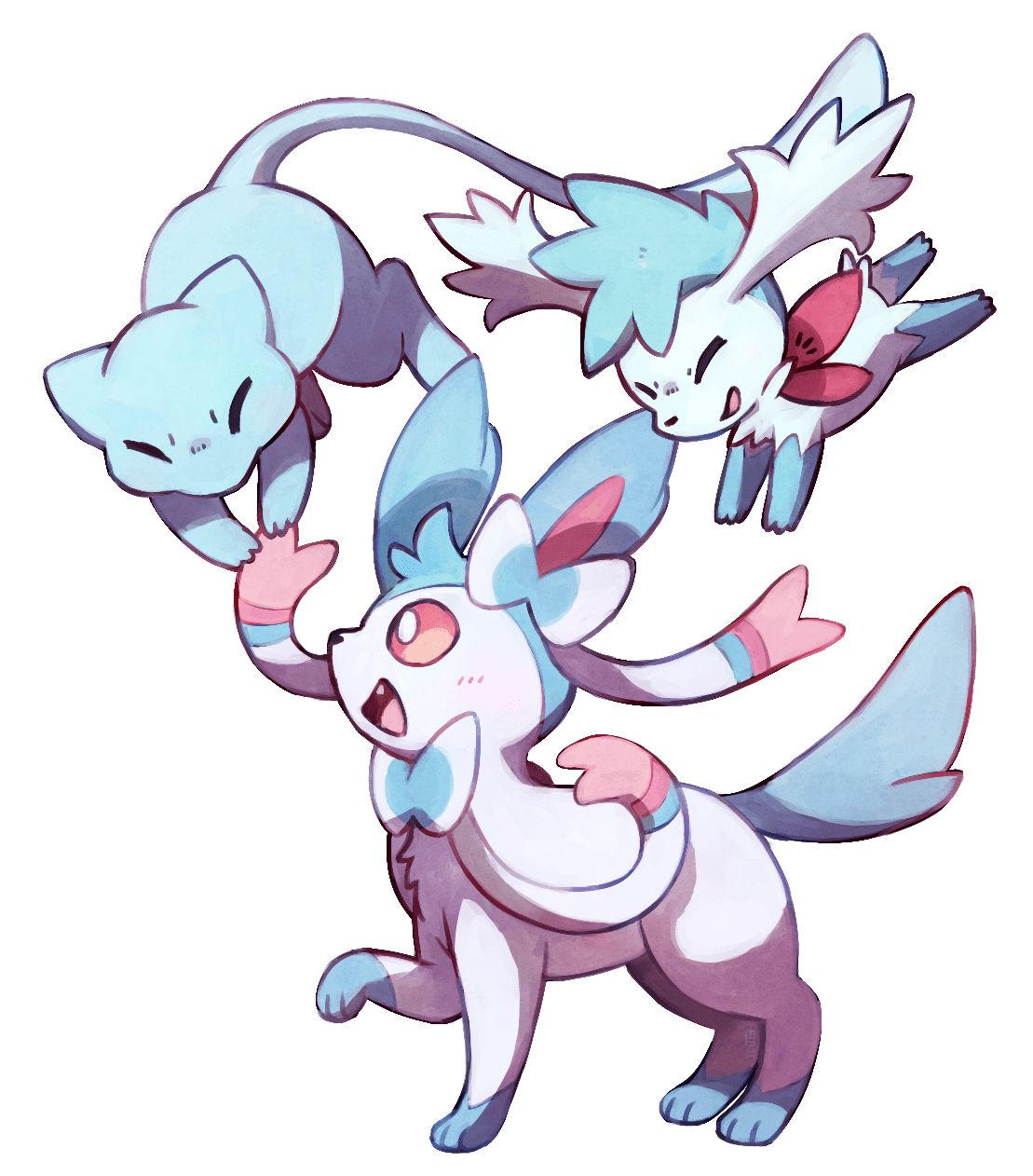 1109x1262 Sylveon / Actual Drawings: “Commission For ”. Mew And Mewtwo, Cute Pokemon Picture, Cute Pokemon Wallpaper
