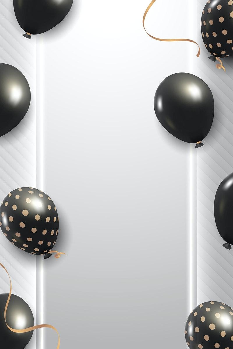 800x1200 Black and gold balloons phone wallpaper. Free stock vector. High Resolution design