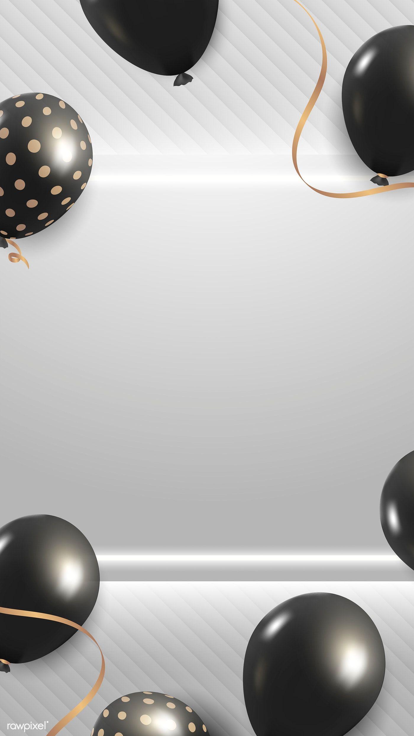 1400x2489 Black glitz party balloons frame design mobile phone wallpaper vector. free image / Kappy Kappy. Frame design, Balloons, Balloon frame