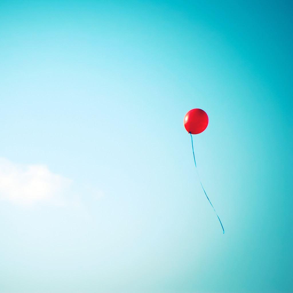 1024x1024 Nature Lonely Red Balloon In Blue Sky iPad Wallpaper Free Download