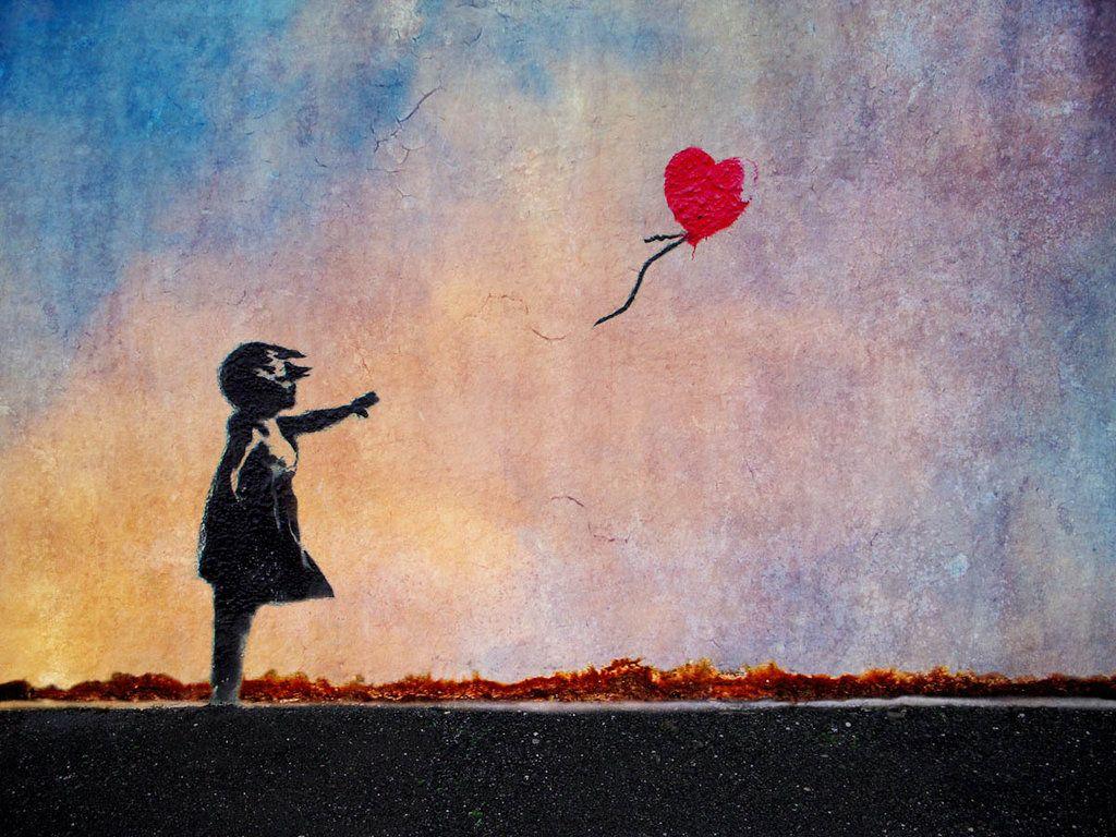 1024x768 Banksy Girl Wallpaper