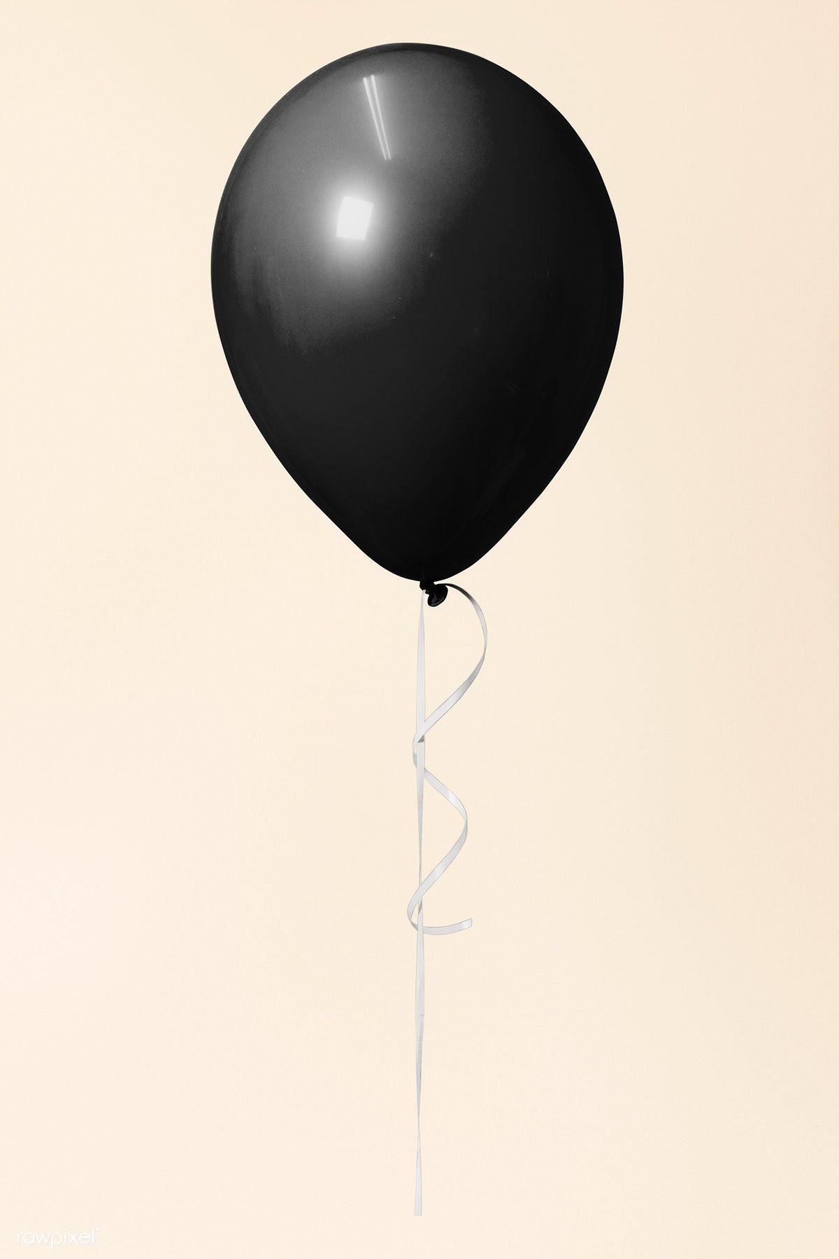 1200x1800 Download premium illustration of Black single floating balloon on a cream. Floating balloons, Balloons, Black balloons