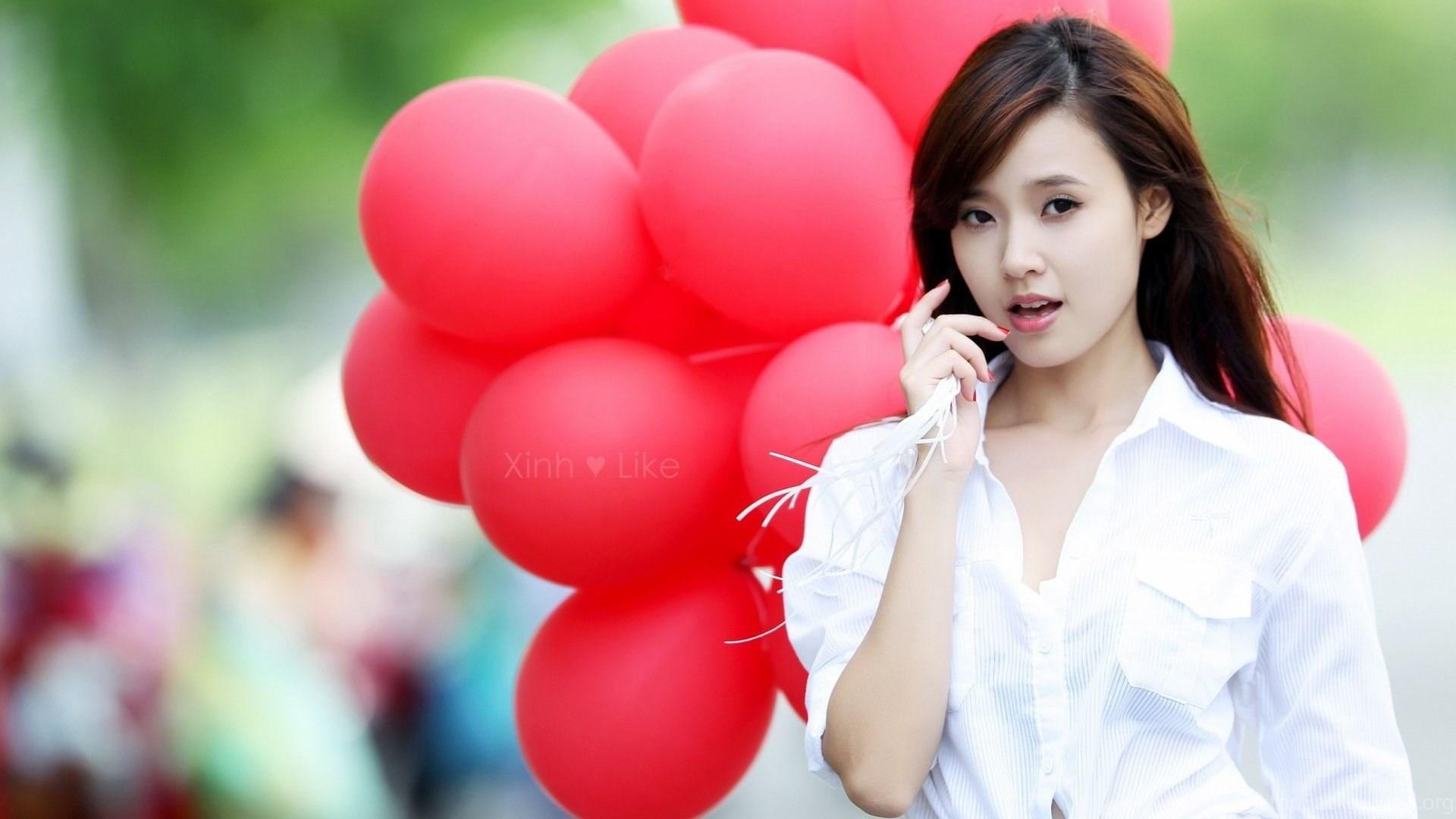 1920x1080 Girl With Red Balloon And White Dress HD Prodigious Wallpaper Free. Desktop Background