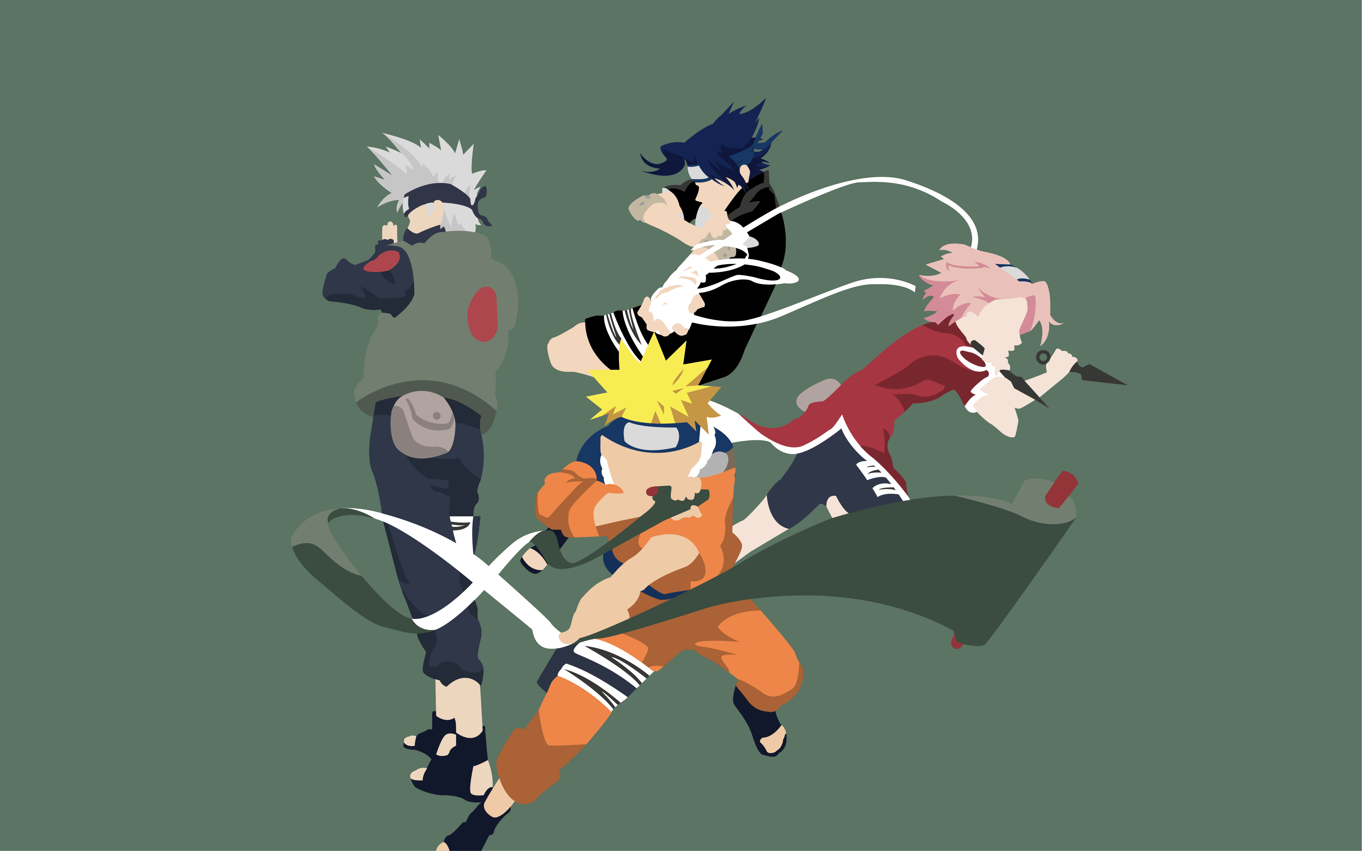4763x2977 Kakashi Hatake Naruto Uzumaki Sakura Haruno Sasuke Uchiha Wallpaper:4763x2977