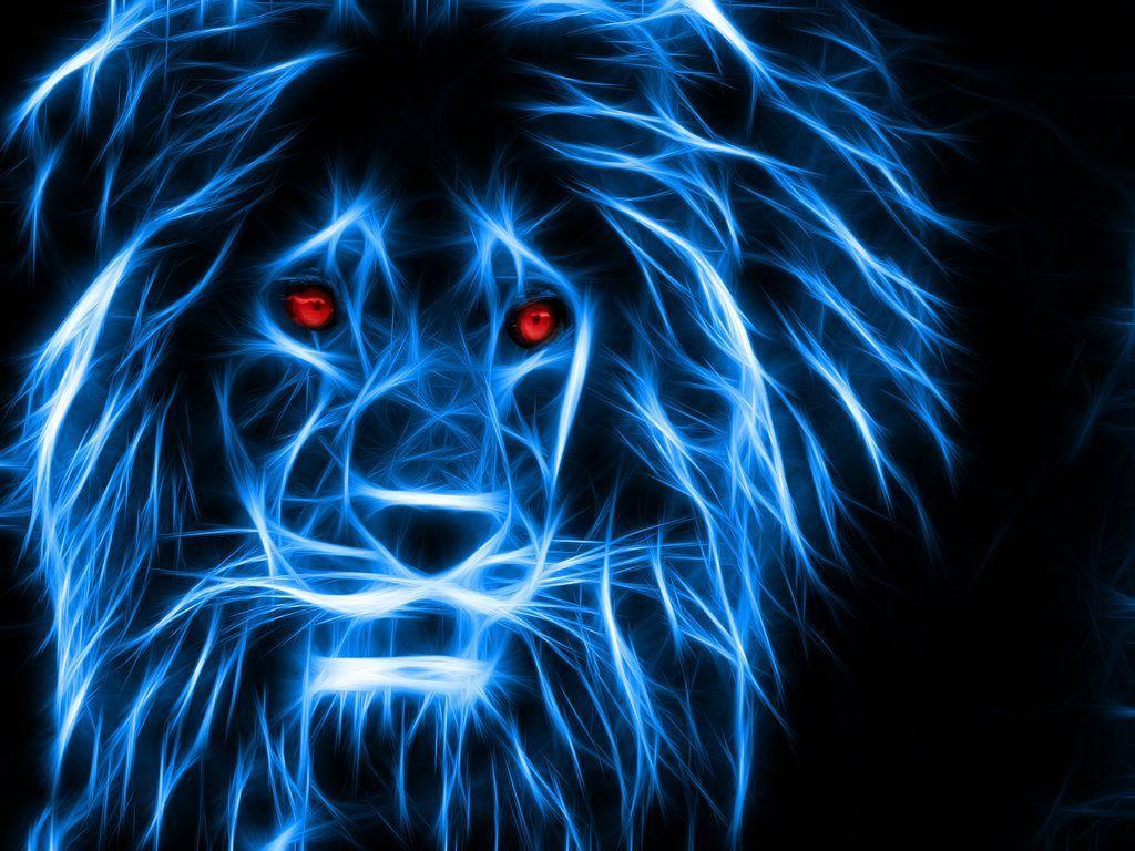 1024x768 Neon Lion Wallpaper