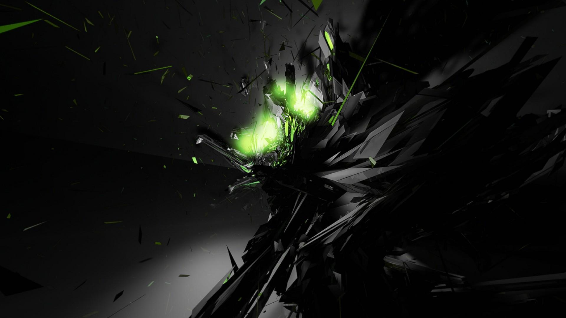 1920x1080 Black and Green Abstract Wallpaper