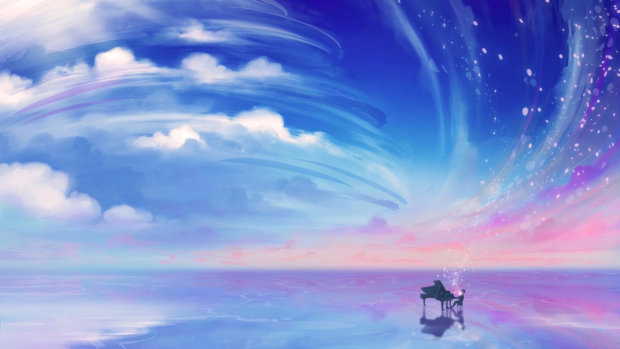 2048x1152 Anime Girl Playing Piano 2048x1152 Resolution HD 4k Wallpaper, Image, Background, Photo and Picture