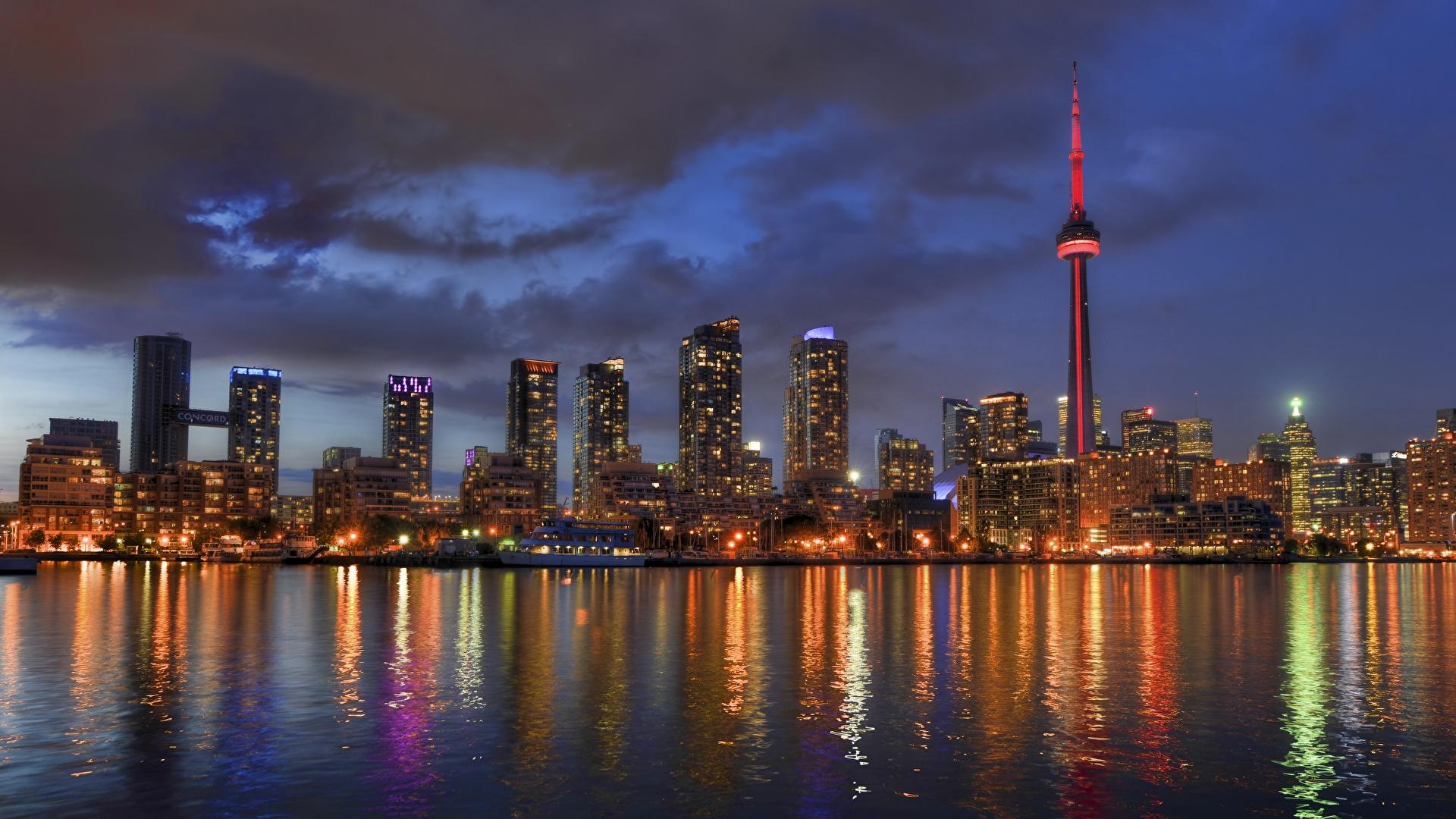 1920x1080 Photos Toronto Canada Lake Ontario Coast Houses Cities 1920x1080