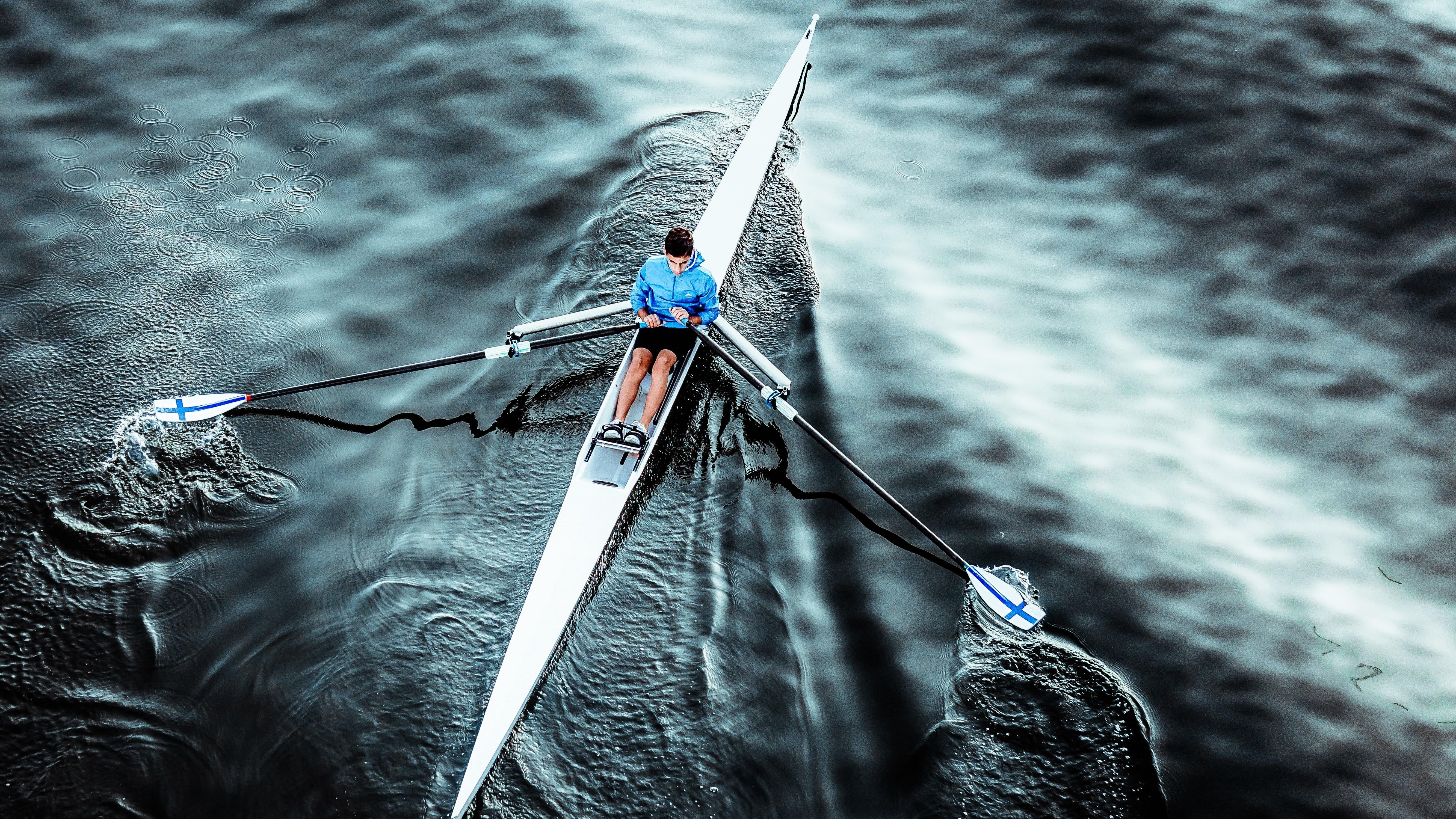 5332x3000 Man Rowing Boat · Free