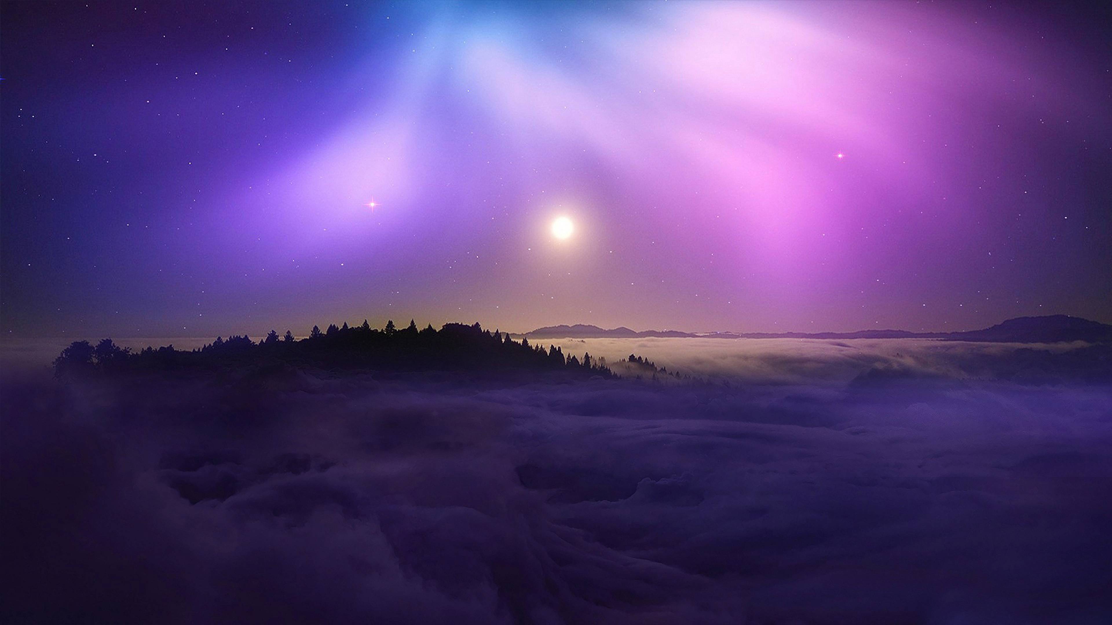 3840x2160 Mountain With Clouds In Background Of Blue And Purple Sky 4K Wallpaper, HD Nature 4K Wallpaper, Image, Photo and Background