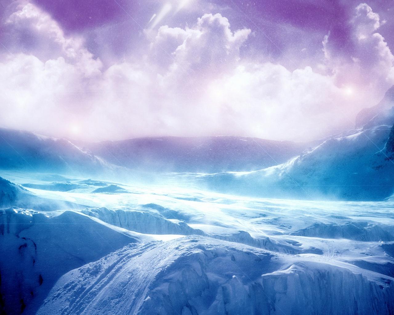 1280x1024 Blue Snow & Purple Sky desktop PC and Mac wallpaper