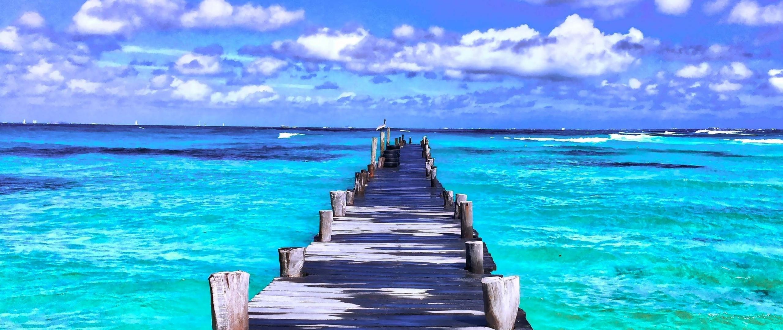 2560x1080 Download 2560x1080 wallpaper pier, sunny day, beach, dual wide, widescreen, 2560x1080 HD image, background, 18685