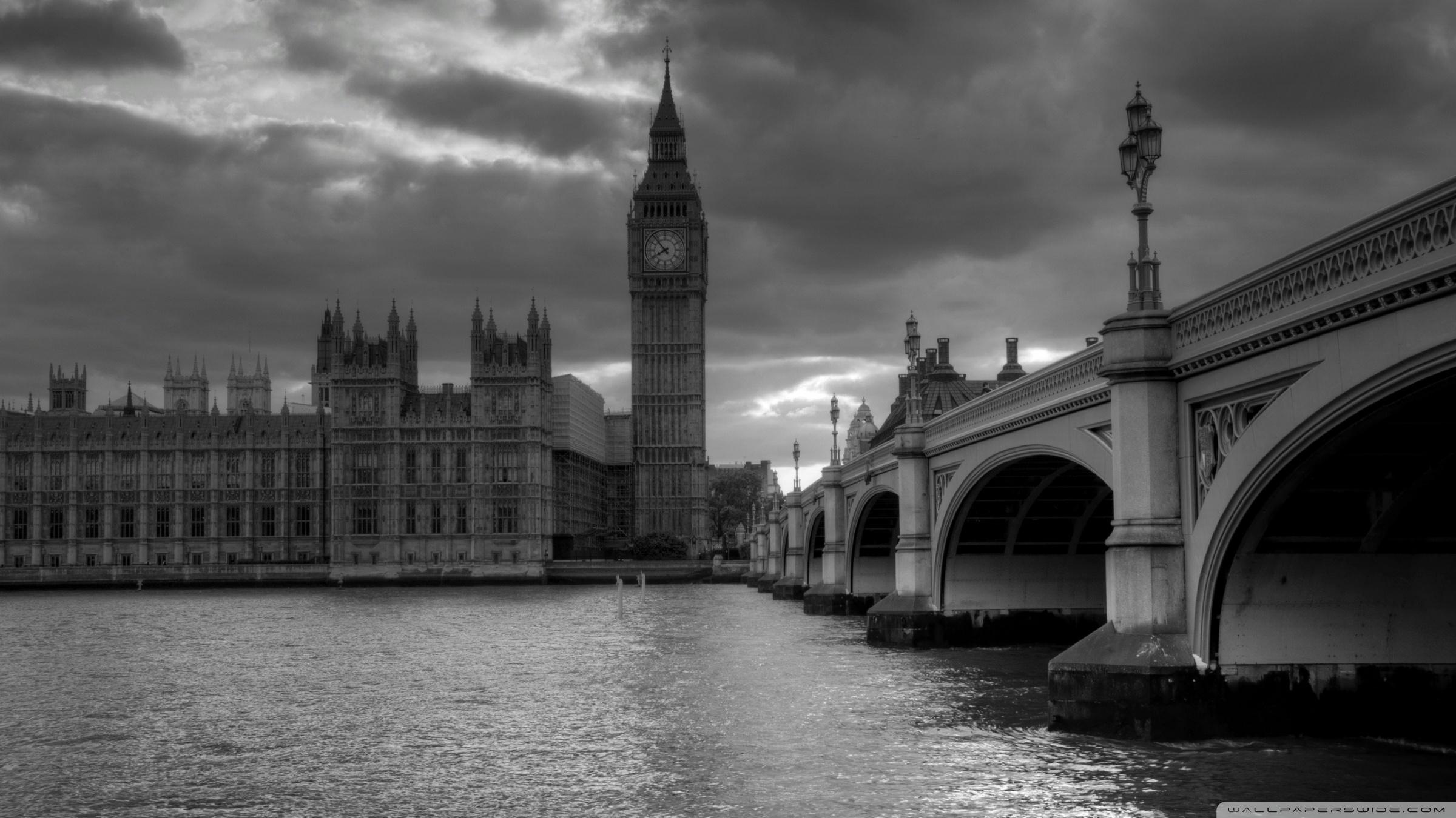 2400x1350 London In Black And White Ultra HD Desktop Background Wallpaper for 4K UHD TV