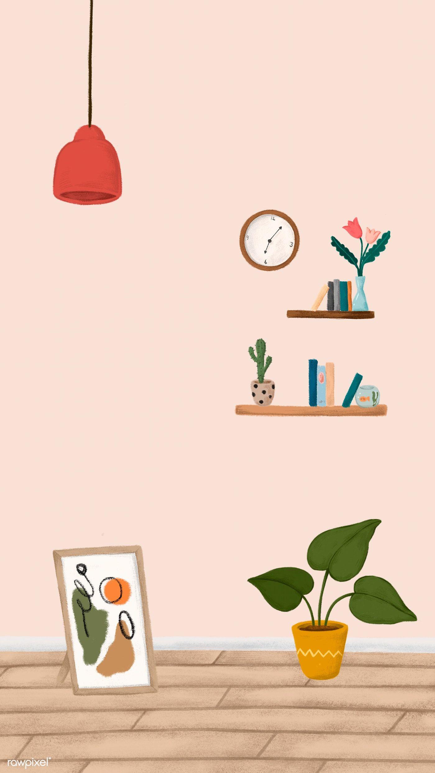 1400x2489 Download premium illustration of House interior mobile phone wallpaper. Phone wallpaper, Art wallpaper, Cute wallpaper