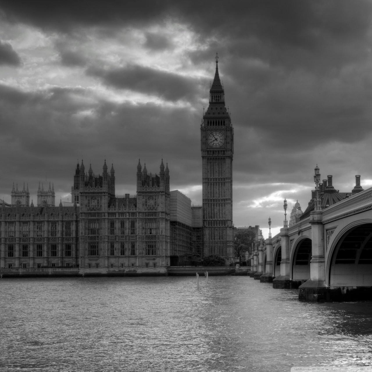 1280x1280 London In Black And White Ultra HD Desktop Background Wallpaper for 4K UHD TV