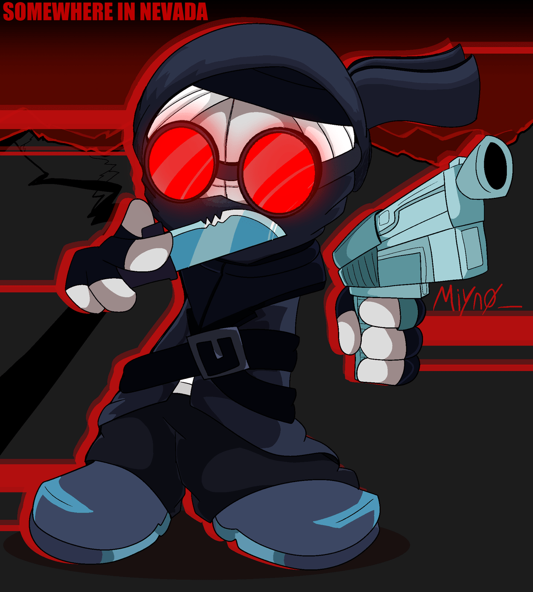 1080x1200 Miyno_ - S o m e w h e r e i n N e v a d a. Drew the epic Hank from Madness Combat #newgrounds