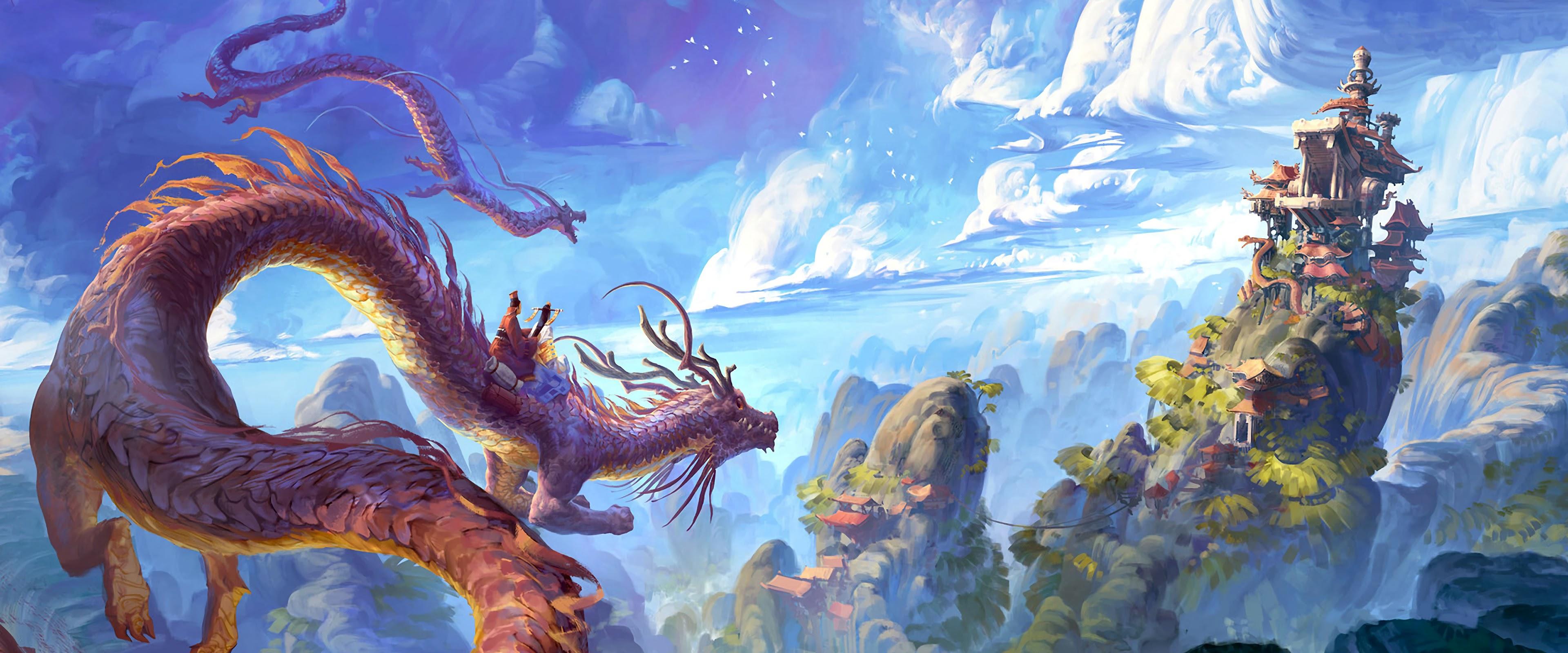 3840x1600 Fantasy Chinese Dragon 4K Wallpaper