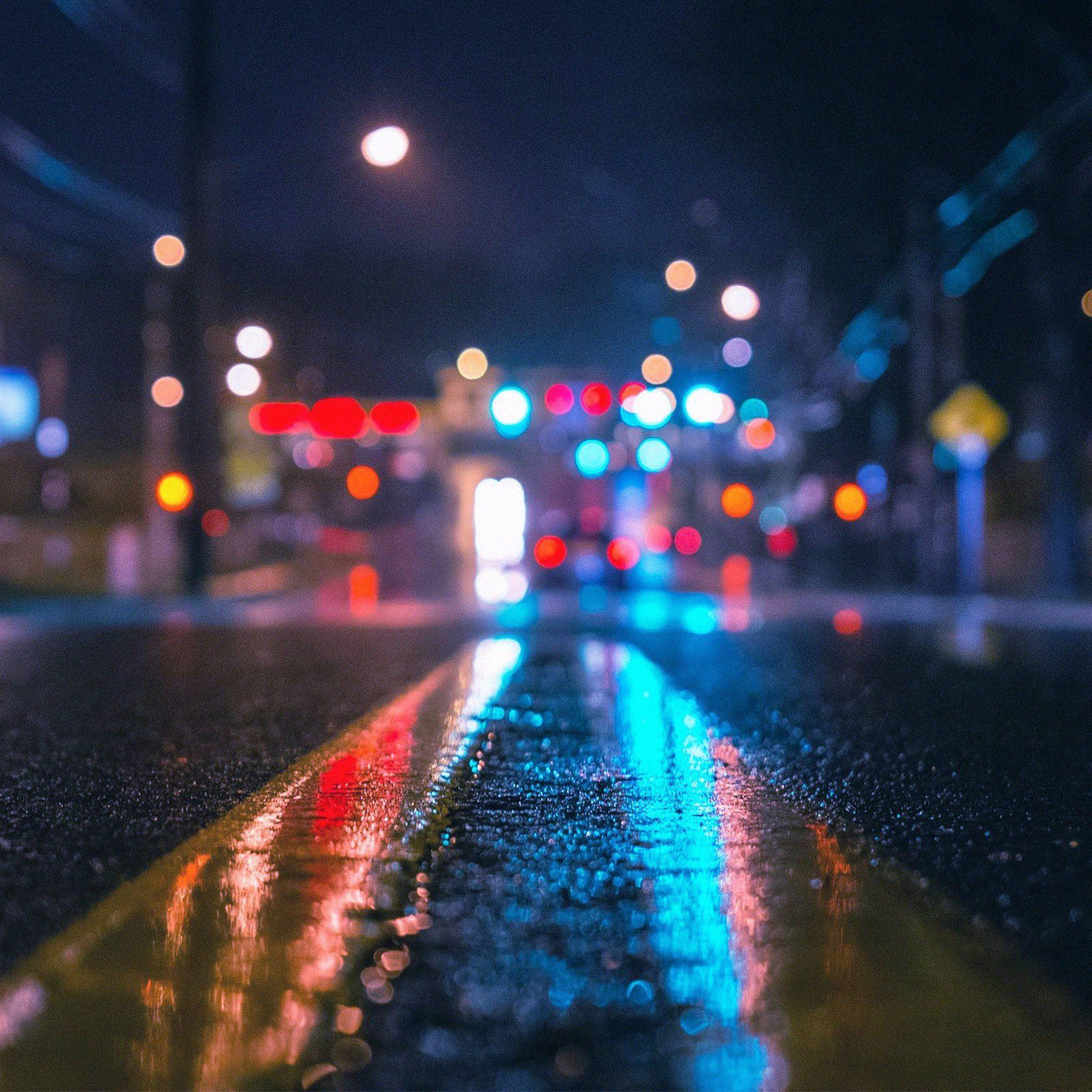 2048x2048 Rainy City Night iPad Air Wallpaper Free Download
