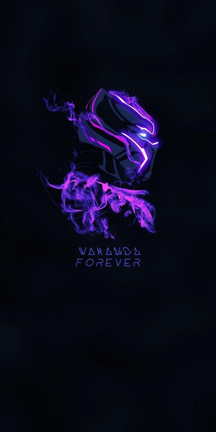 720x1440 Wallpaper of Black Panther iPhone Purple Glow