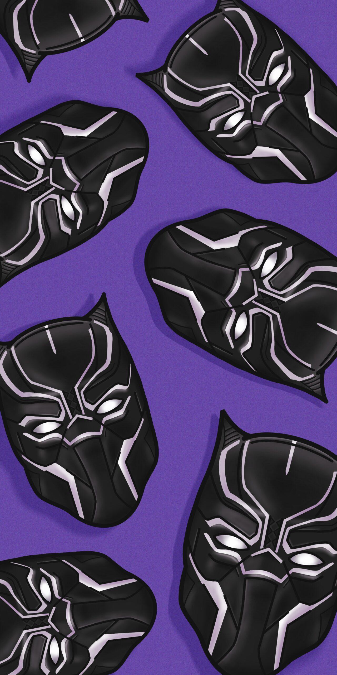 1280x2560 Black Panther Head Purple Wallpaper Wallpaper HD