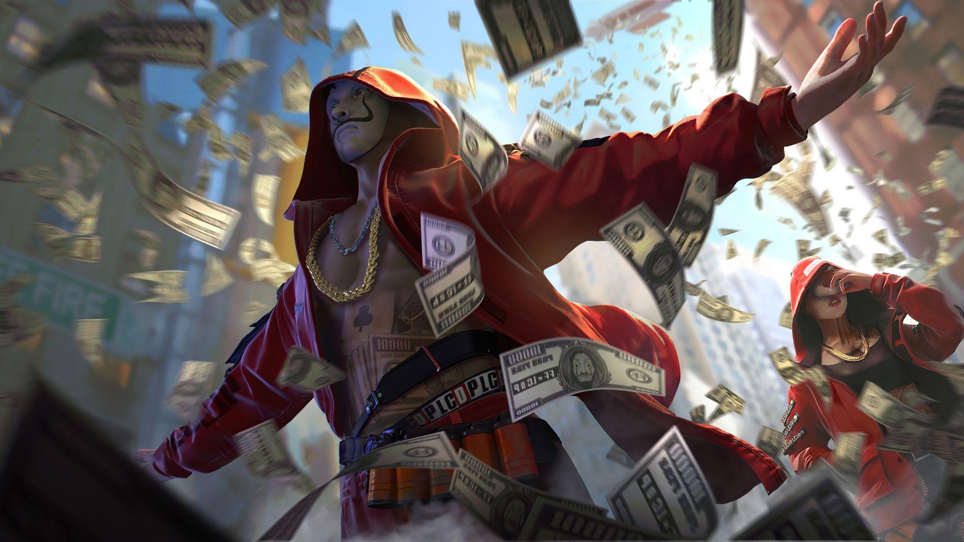 1920x1080 Free Fire Money Heist hình nền