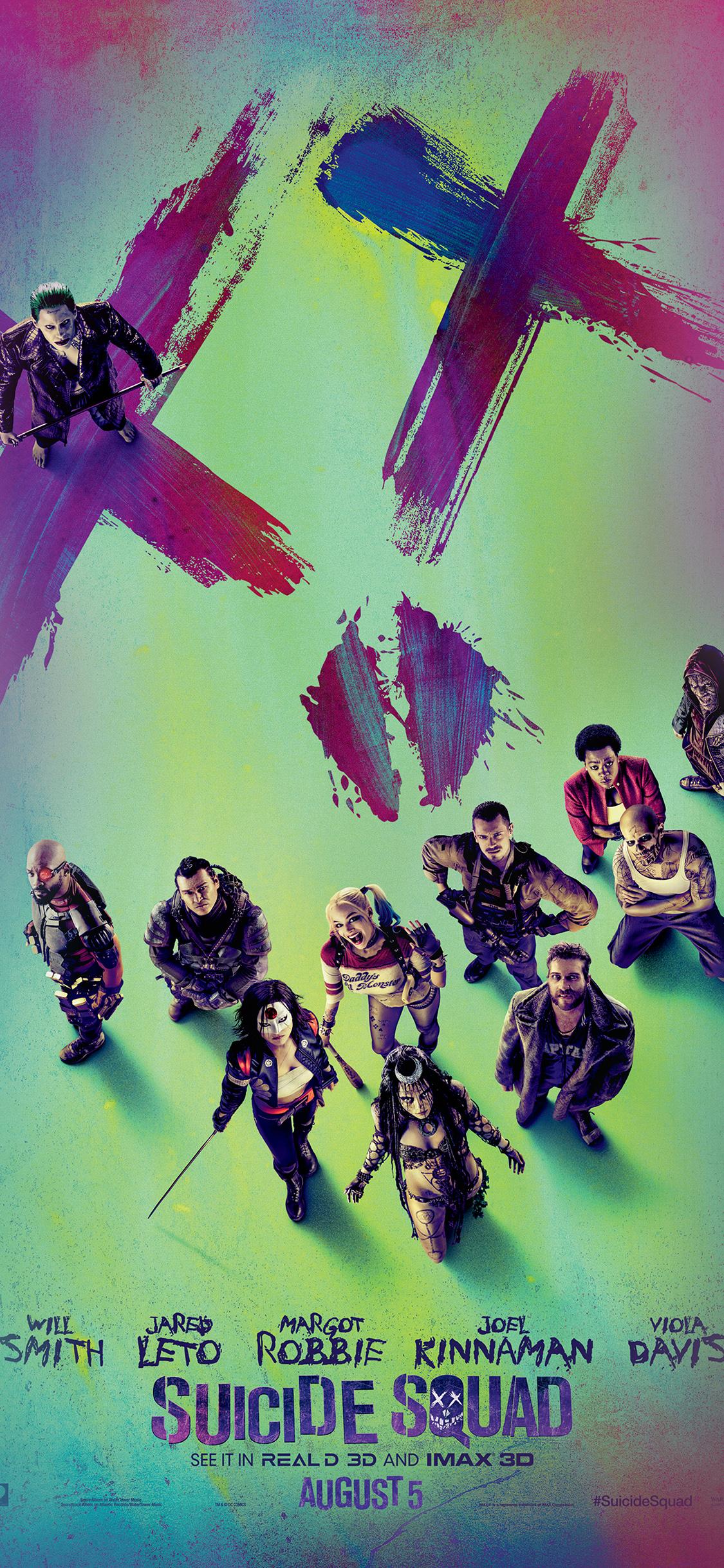 1125x2436 Suicide Squad Poster Film Colorful Art Illustration Wallpaper