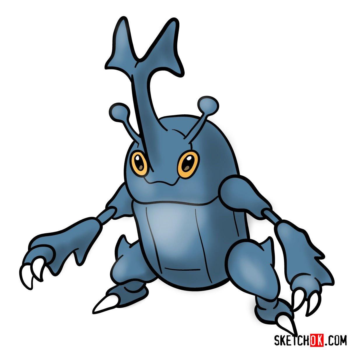 1200x1200 Heracross Pokemon easy drawing guides