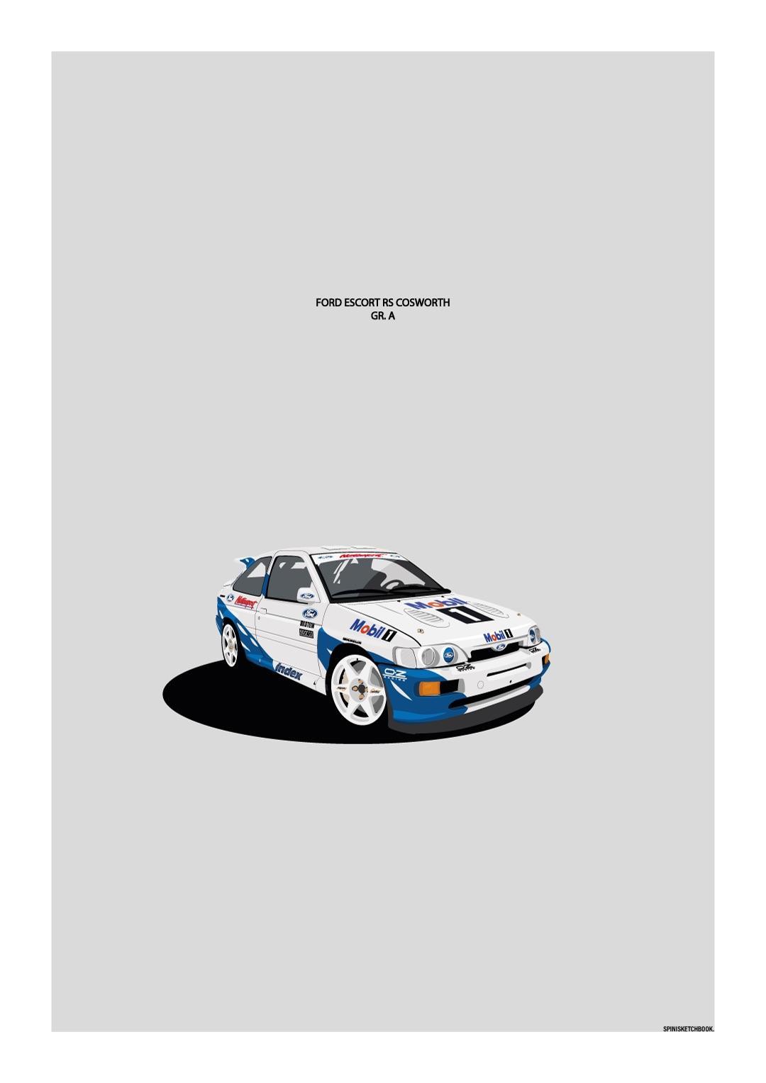 1080x1528 Ford Escort RS Cosworth Gr. A illustration: rally