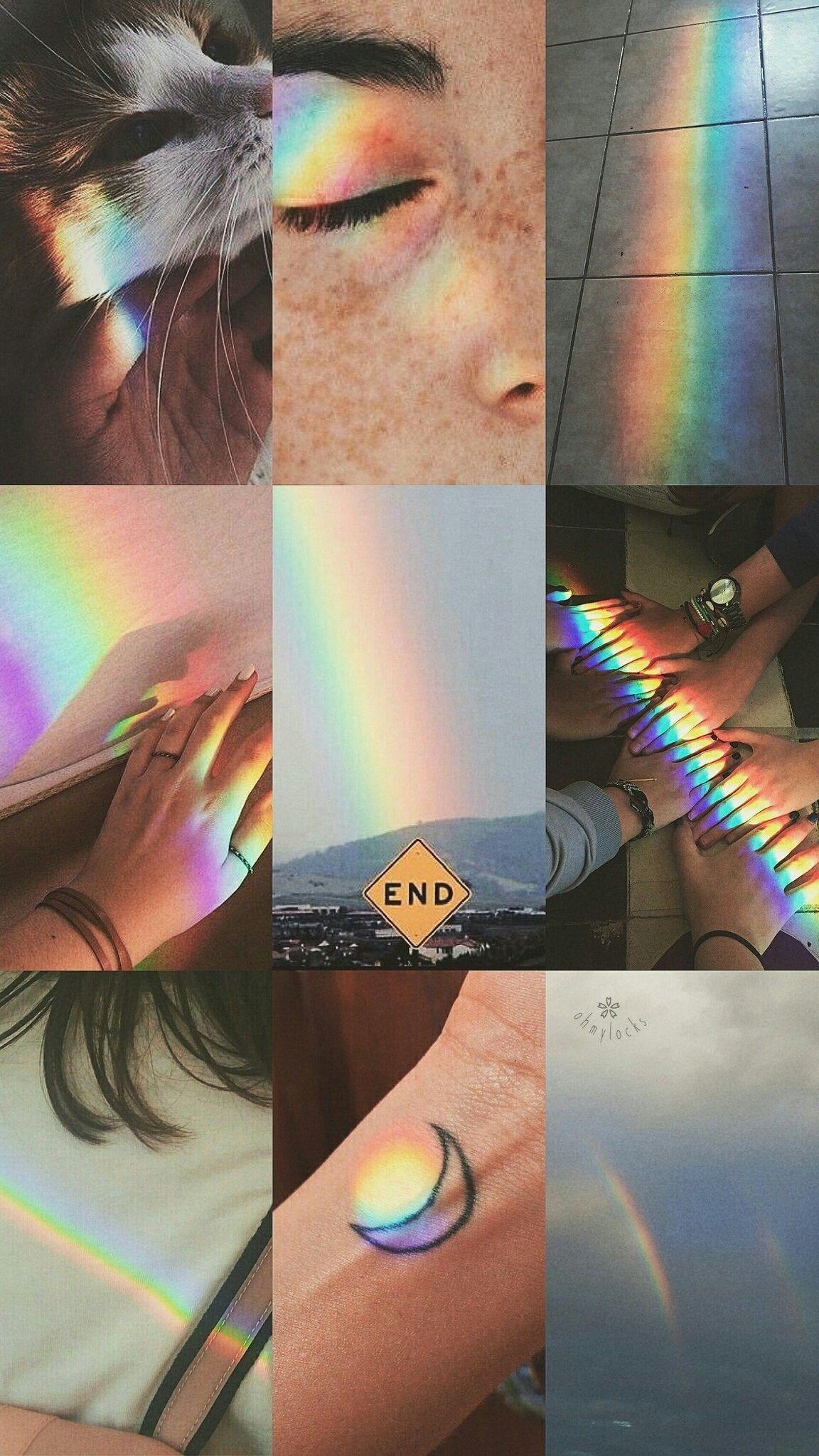 1152x2048 Aesthetic Collage Wallpaper Rainbow