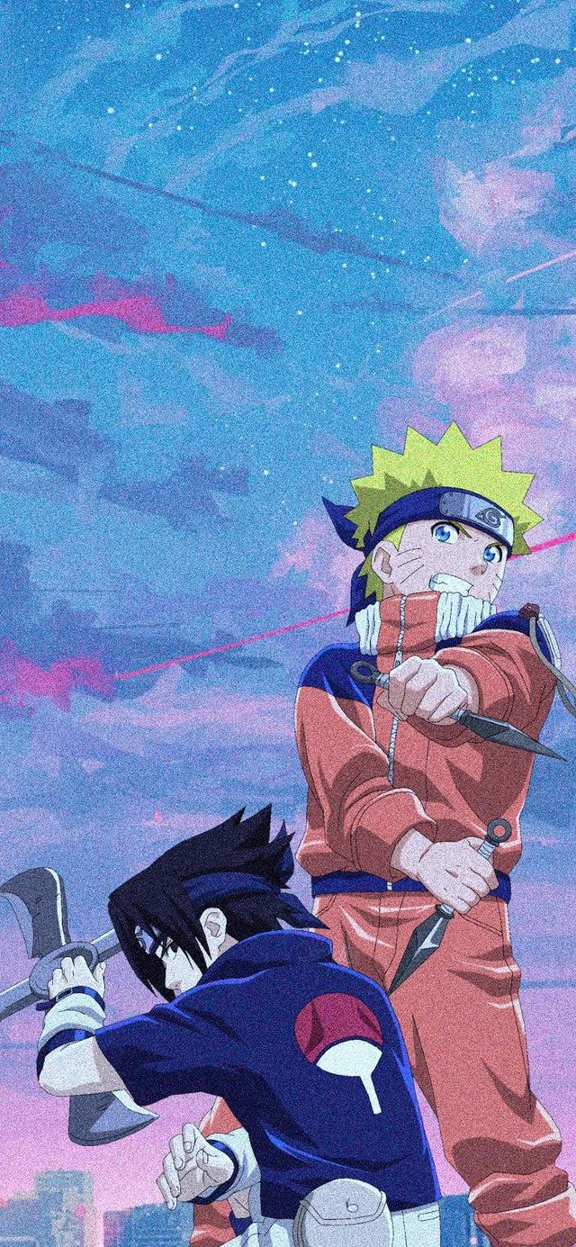 640x1385 Aesthetic wallpaper of kid naruto and sasuke