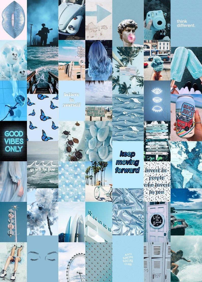 794x1106 Blue Collage Wallpaper iPhone