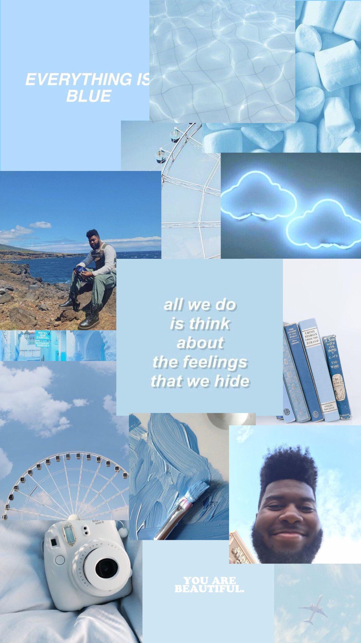 1242x2208 Khalid Collage Wallpaper Blue. Baby blue aesthetic, Blue wallpaper iphone, Blue aesthetic pastel