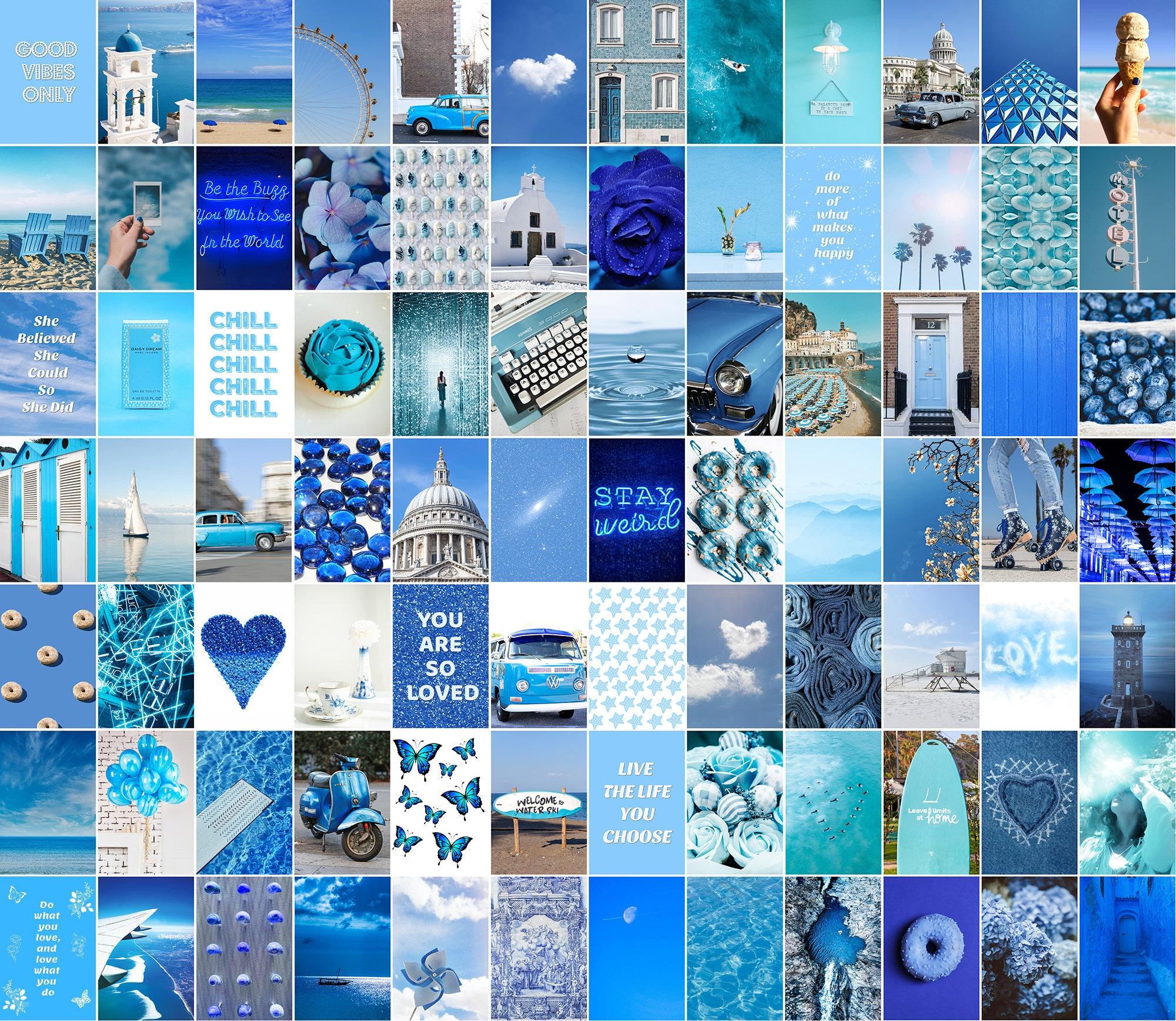 2000x1737 Blue Collage Kit 80 pcs Blue Aesthetic Wall Collage Blue