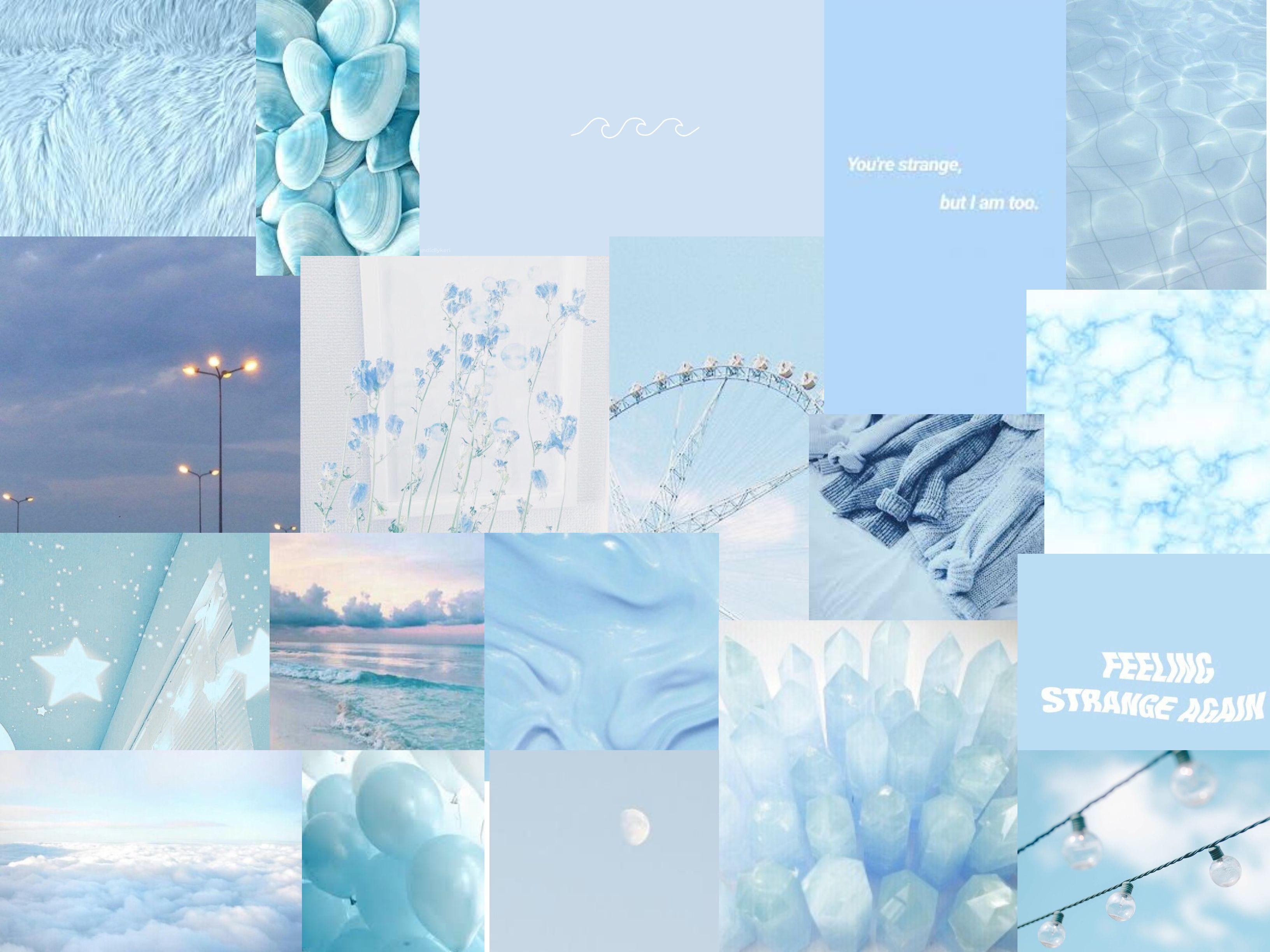 3264x2448 Baby Blue Collage. Cute laptop wallpaper, Aesthetic desktop wallpaper, Laptop wallpaper