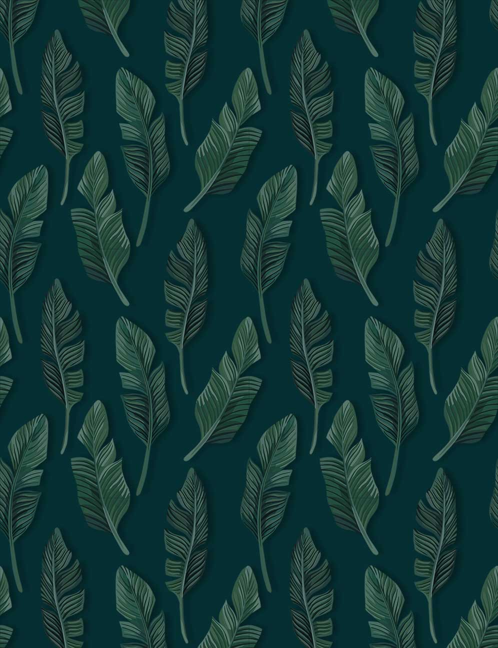 996x1296 Blue & Green Jungle Leaf Wallpaper- Feathr Wallpaper