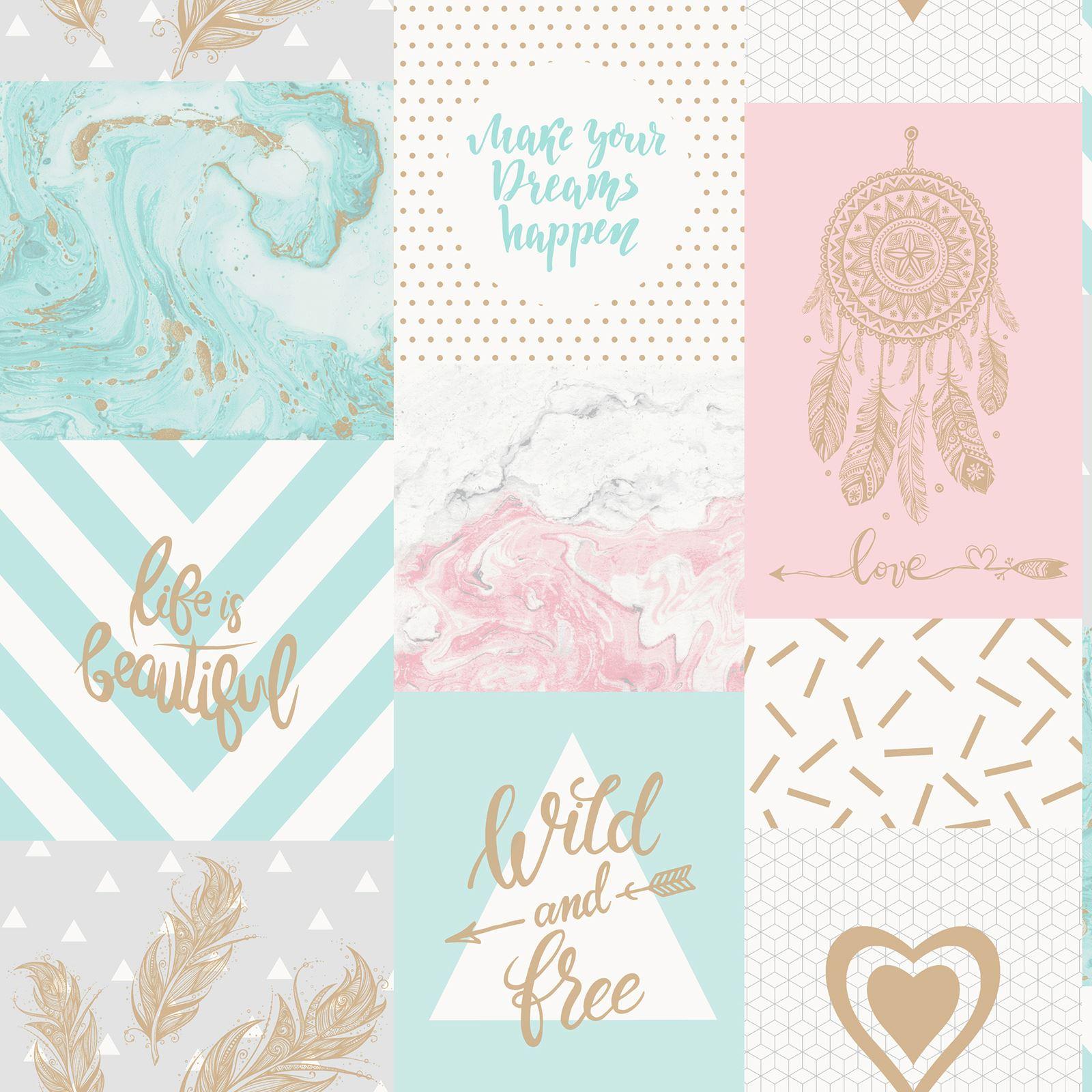 1600x1600 HOLDEN LIFE IS BEAUTIFUL COLLAGE WALLPAPER TEENS METALLIC ROSE GOLD