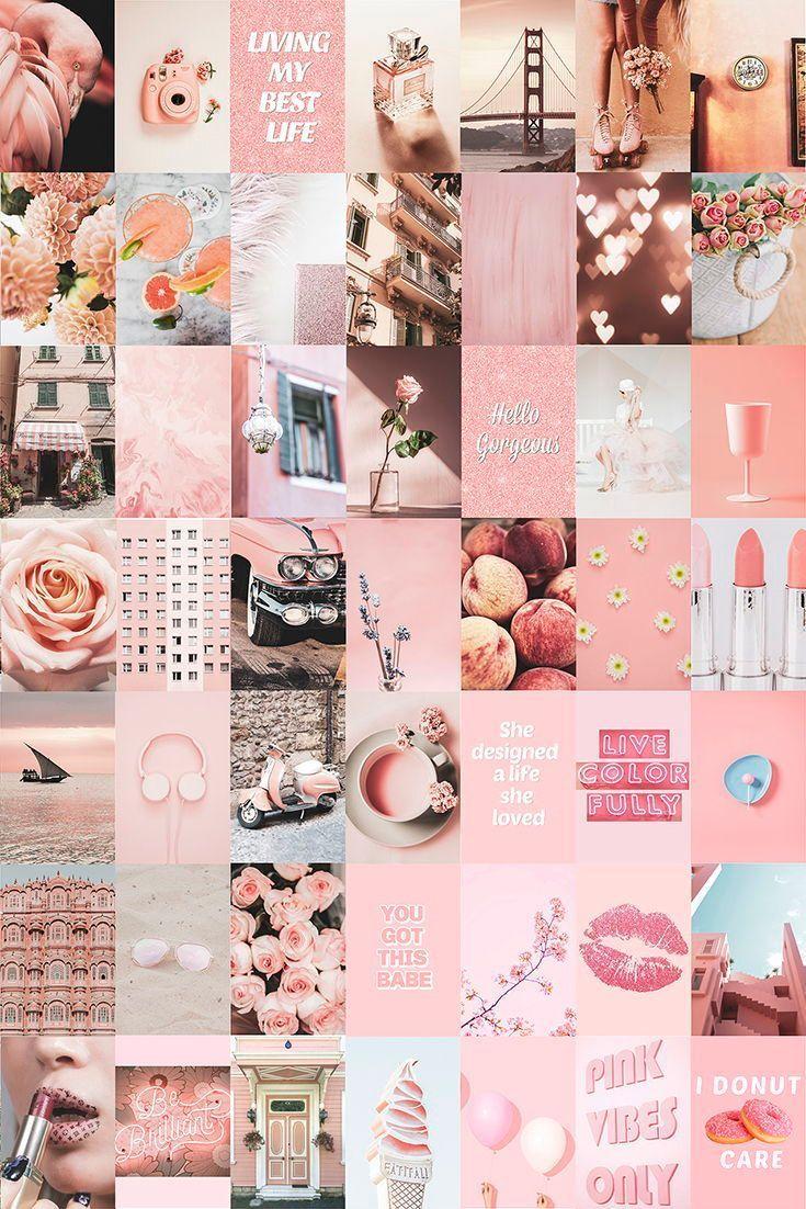 735x1102 Peach Collage Wallpaper