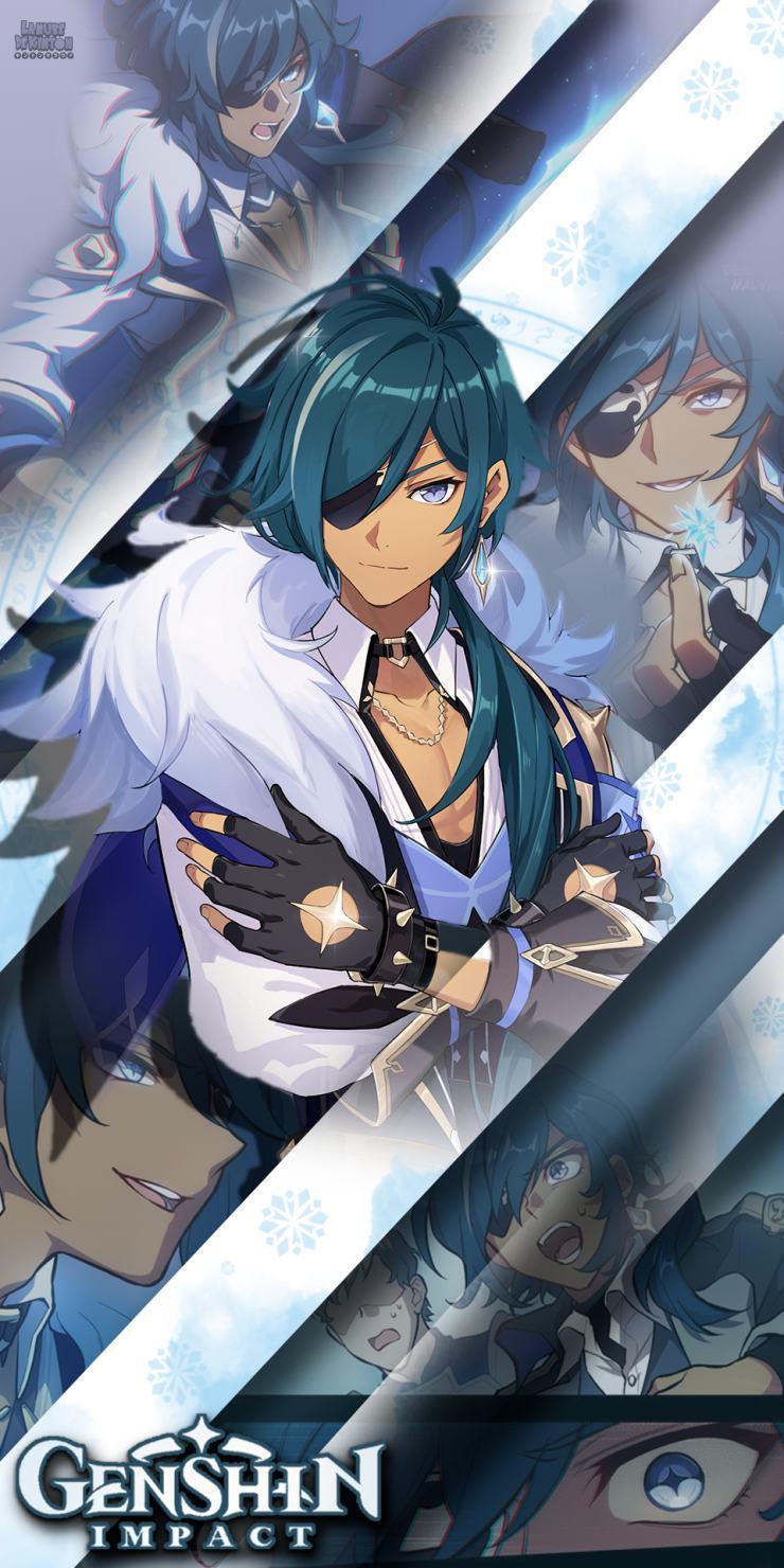 740x1480 ⭐Genshin´s All Stars⭐- Kaeya Alberich, Cavalry Captain (cellphone wallpaper)