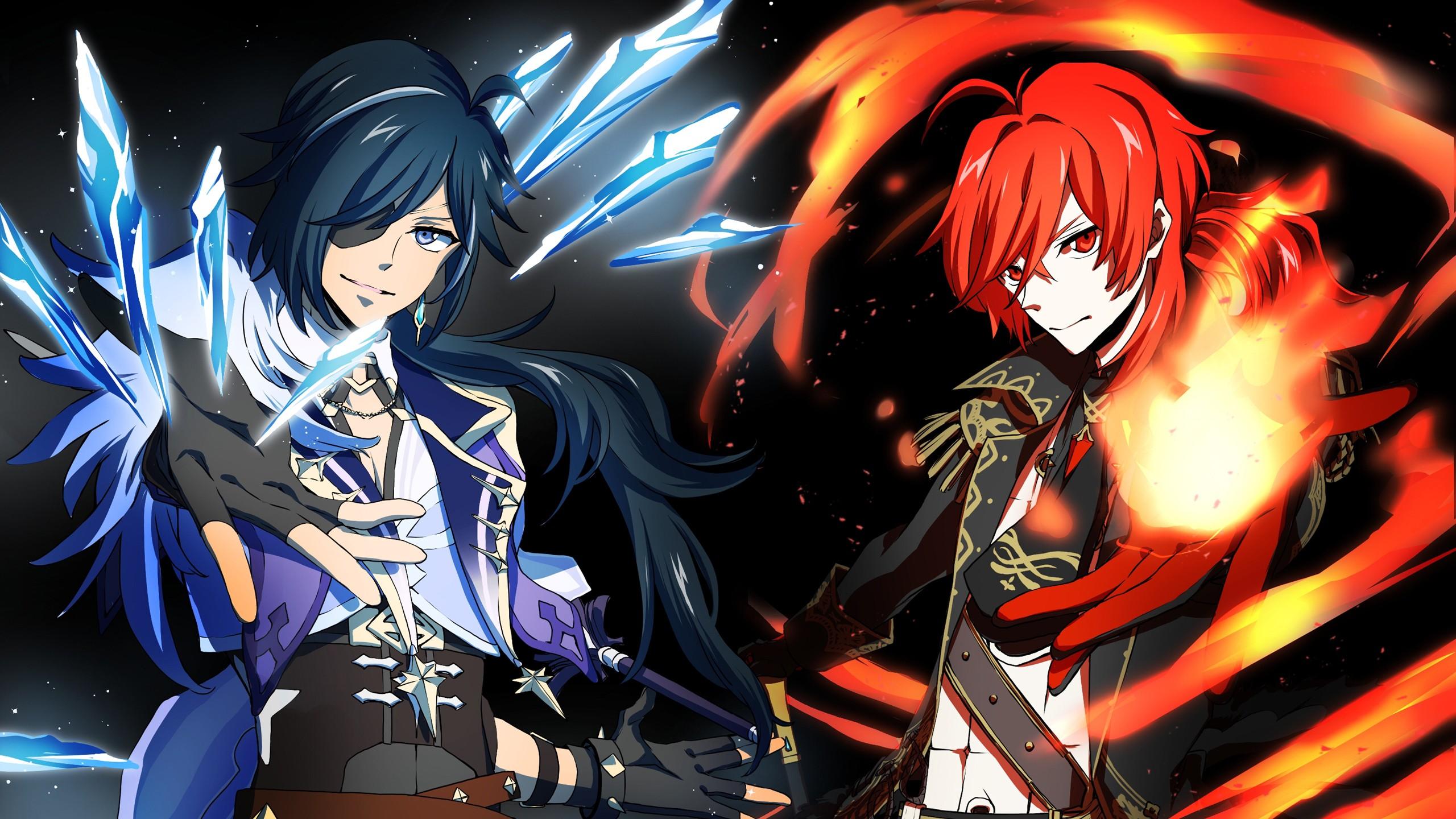 2560x1440 Diluc And Kaeya HD Genshin Impact Wallpaper